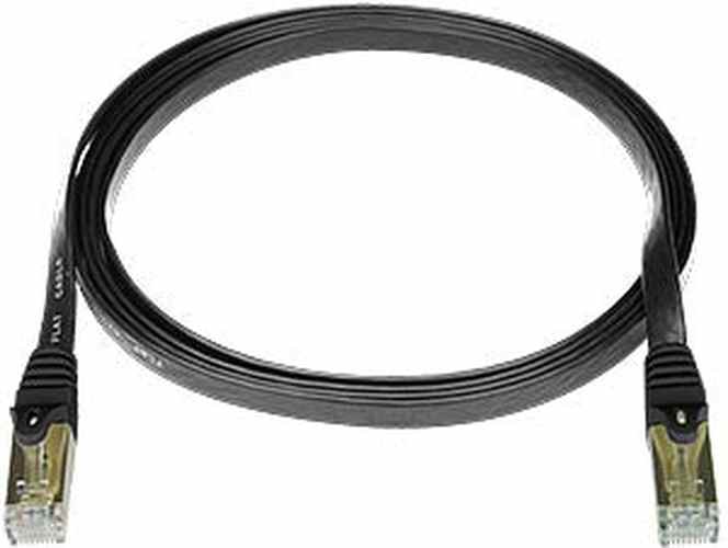 CAT6 Flat Stranded Shielded Cable, Black, 7 feet