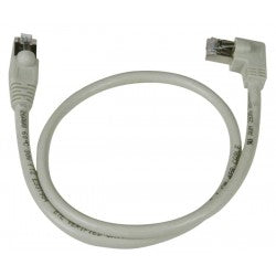 CAT6 Left Angle to Straight Shielded Patch Cords, Operating Temperature Range: -4 to 140°F 9ft