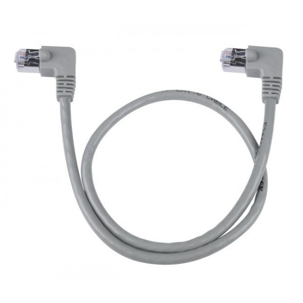 CAT6-LA-15-GRAY-SHLD   -   CAT6 Left Angle Ethernet Network Cable 90-Degree Shielded 15 ft RJ45 - RJ45 Gray