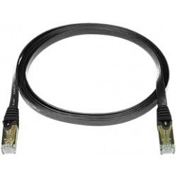 CAT6 Flat Stranded Shielded Cable, Black, 25 feet
