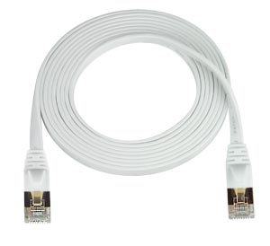 CAT7-SF-5-WHITE   -   CAT7 Super Flat Stranded Shielded Cable Ethernet Ribbon Patch 5 ft RJ45 - RJ45 White