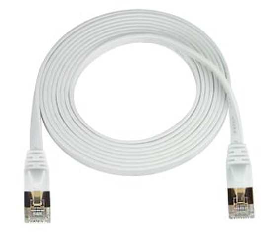 CAT7-SF-2-WHITE   -   CAT7 Super Flat Stranded Shielded Cable Ethernet Ribbon Patch 2 ft RJ45 - RJ45 White