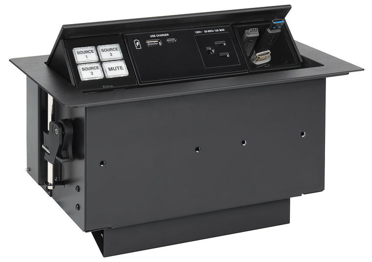 Cable Cubby F55 Tilt-up Enclosure for AV Connectivity, USB, Control, and Power - Black - AC Module Not Included