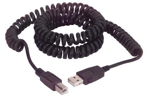 Cable usb-coil-cord-latching-type-a-male-type-b-male