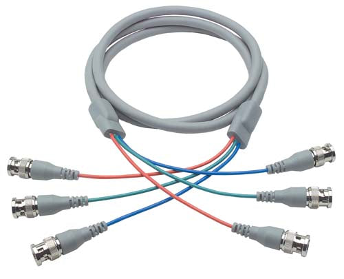 Deluxe RGB Multi-Coaxial Cable 3 BNC Male / Male 7.5 ft
