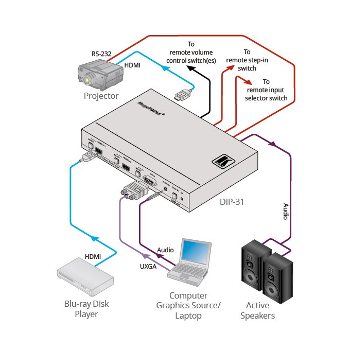 DIP-31 4K60 4:2:0 HDMI & VGA Auto Switcher with Maestro Room Automation