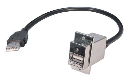 USB Type A Coupler Female Bulkhead/Latching Male 24 in.