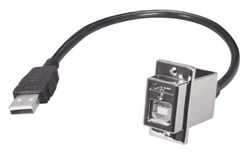 USB Type B Coupler Female Bulkhead/Latching Male 24"