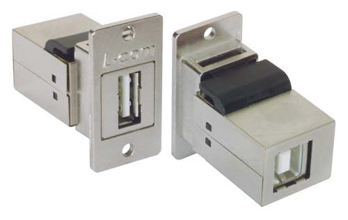 ECF504-AB  Flanged Panel Mounted USB 2.0 Coupler - Shielded, Type A/B Connectors