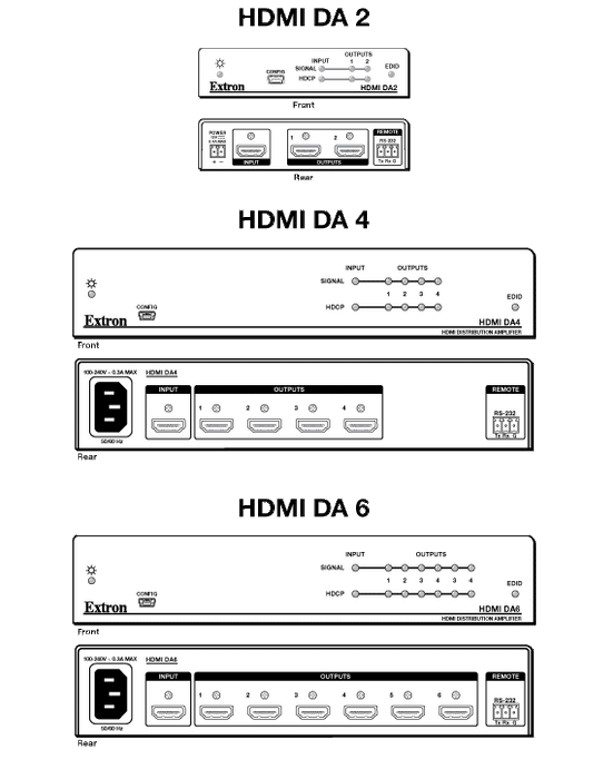 60-998-01 | Extron HDMI DA4 | Four Output HDMI Distribution Amplifier ...