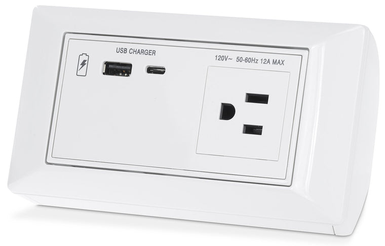 Flex55 AC+USB 130 US  US Outlet, USB Type- A and USB-C Module; White