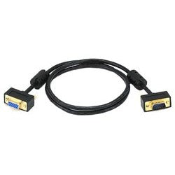 VEXT-THN-GF-10   -   Thin VGA Extension Cable Gold Connectors Ferrites Male Female 10 ft 15HD Male - 15HD Female Black