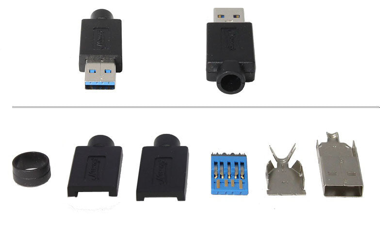 UPA-3001DIY USB 3.0 Type A Assemblable DIY Connector Plug Kit (Shell ...
