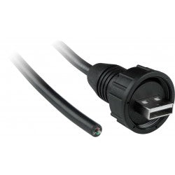 USB2-AM-WTP-1M   -   USB Type A Male Right Angle IP67 90 Degree Unterminated 1m Cable USB Type A Male -  Black
