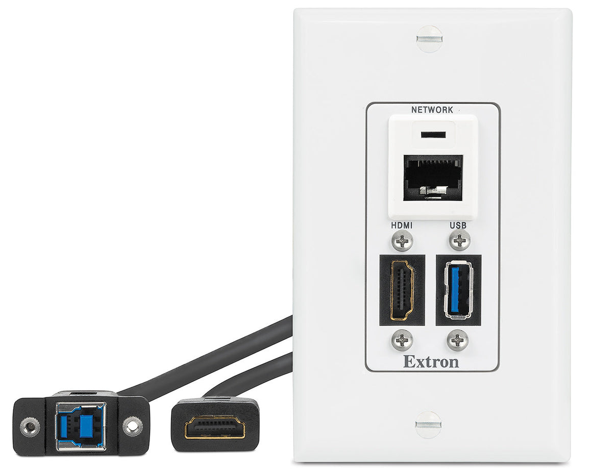 WPD 163 - HDMI, USB 3.2 Type-A, and Network Pass-Through Wallplate - Decorator-Style; White