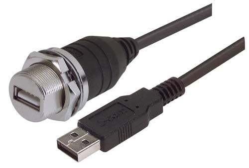 Cable usb-cable-shielded-waterproof-panel-mount-type-a-female-standard-type-a-male-20m