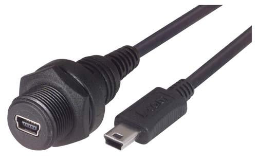 Cable waterproof-usb-cable-mini-b-5-female-mini-b-5-male-20m